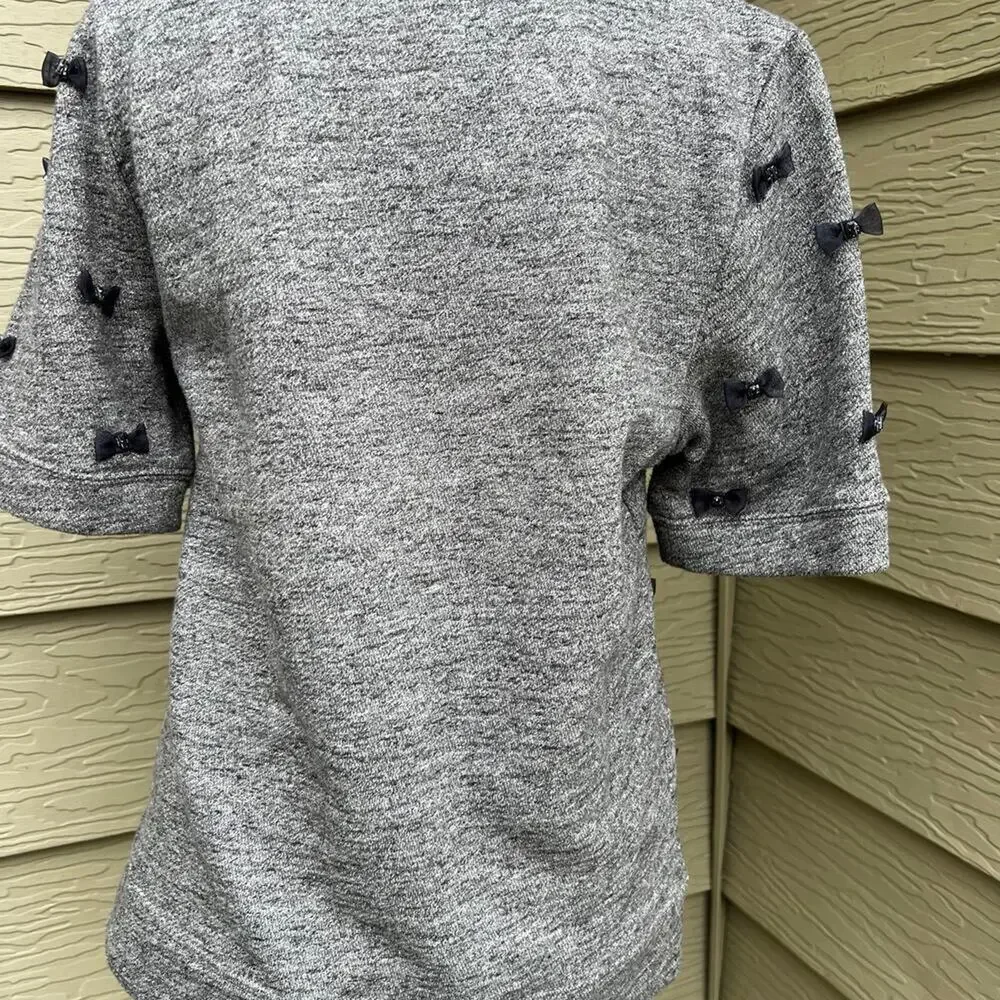 J. Crew Short Sleeve Crewneck Ribbon & Bows Sweatshirt, Women's size S